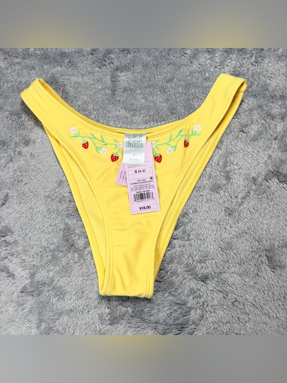 wild fable Yellow Bikini Bottom with Strawberry Embroidery